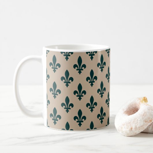 Lilie Pattern, Royal French Green on Cream Kaffeetasse (Mit Donut)