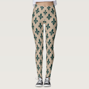 Lilie Pattern, Royal French Green on Cream Leggings