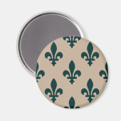Lilie Pattern, Royal French Green on Cream Magnet (Vorderseite/Rückseite)