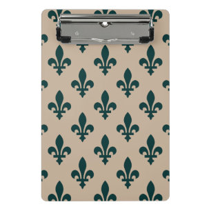 Lilie Pattern, Royal French Green on Cream Mini Klemmbrett
