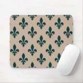 Lilie Pattern, Royal French Green on Cream Mousepad (Mit Mouse)