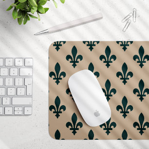 Lilie Pattern, Royal French Green on Cream Mousepad