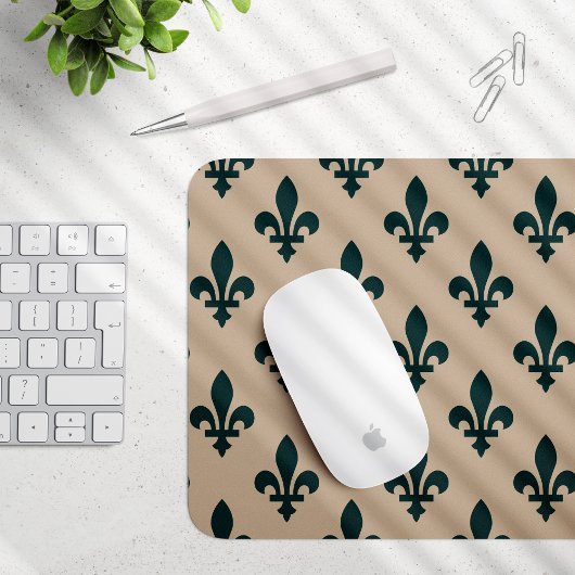 Lilie Pattern, Royal French Green on Cream Mousepad