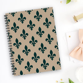 Lilie Pattern, Royal French Green on Cream Notizblock