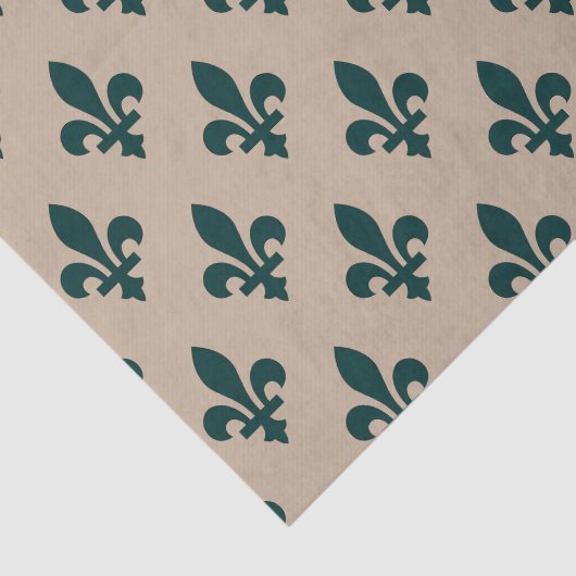 Lilie Pattern, Royal French Green on Cream Seidenpapier (Ausschnitt)