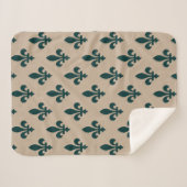 Lilie Pattern, Royal French Green on Cream Sherpadecke (Vorderseite (Horizontal))