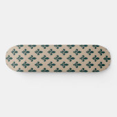 Lilie Pattern, Royal French Green on Cream Skateboard (Horizontal)