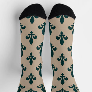 Lilie Pattern, Royal French Green on Cream Socken