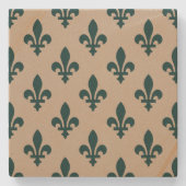 Lilie Pattern, Royal French Green on Cream Steinuntersetzer (Vorderseite)
