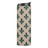 Lilie Pattern, Royal French Green on Cream Thermosbecher (Nach links gedreht)