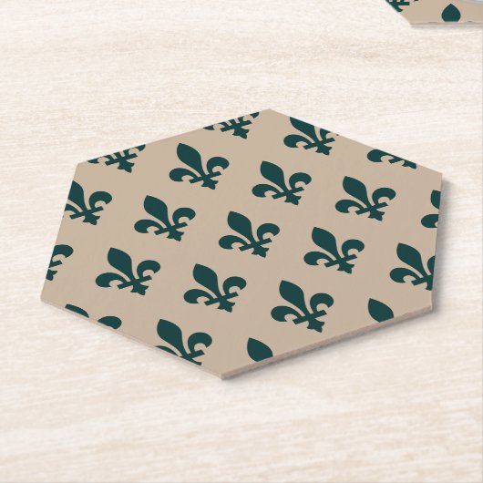 Lilie Pattern, Royal French Green on Cream Untersetzer (angewinkelt)