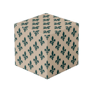 Lilie Pattern, Royal French Green on Cream Würfel