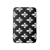 Lilie Pattern, Royal French, White on Black Badematte (Vorderseite Vertikal)