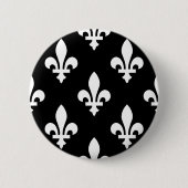 Lilie Pattern, Royal French, White on Black Button (Vorderseite)