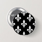 Lilie Pattern, Royal French, White on Black Button (Vorne & Hinten)