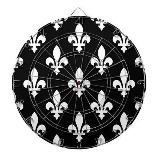 Lilie Pattern, Royal French, White on Black Dartscheibe (vorne)