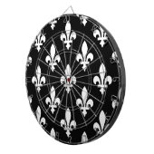 Lilie Pattern, Royal French, White on Black Dartscheibe (Vorderseite rechts)