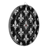 Lilie Pattern, Royal French, White on Black Dartscheibe (Vorderseite Links)