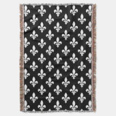 Lilie Pattern, Royal French, White on Black Decke (Vorderseite Vertikal)