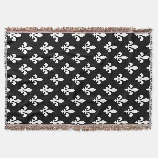 Lilie Pattern, Royal French, White on Black Decke (Vorderseite)