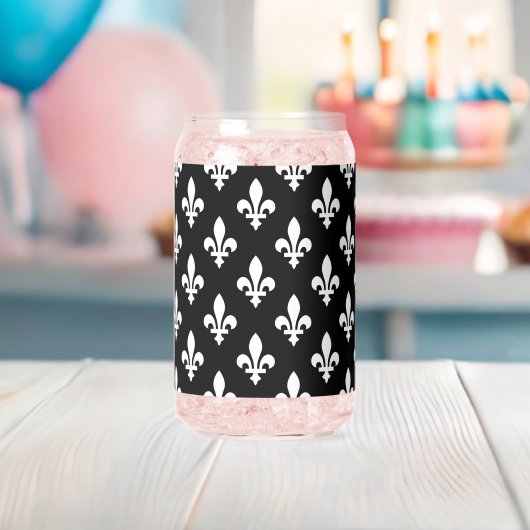 Lilie Pattern, Royal French, White on Black Dosenglas (Insitu (Baby Party))