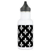 Lilie Pattern, Royal French, White on Black Edelstahlflasche (Rechts)