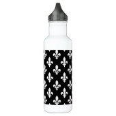 Lilie Pattern, Royal French, White on Black Edelstahlflasche (Links)