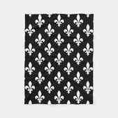 Lilie Pattern, Royal French, White on Black Fleecedecke (Vorderseite)