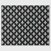 Lilie Pattern, Royal French, White on Black Geschenkpapier (Flach)