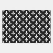 Lilie Pattern, Royal French, White on Black Geschenkpapier Set (Vorderseite 2)