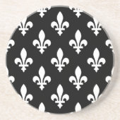 Lilie Pattern, Royal French, White on Black Getränkeuntersetzer (Vorne)