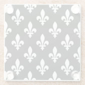 Lilie Pattern, Royal French, White on Black Glasuntersetzer (Rückseite)