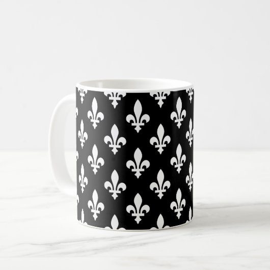 Lilie Pattern, Royal French, White on Black Kaffeetasse (Vorderseite Links)