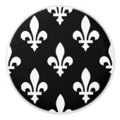 Lilie Pattern, Royal French, White on Black Keramikknauf (Vorderseite)