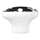 Lilie Pattern, Royal French, White on Black Keramikknauf (Seitenansicht)