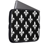 Lilie Pattern, Royal French, White on Black Laptopschutzhülle (Vorne Rechts)