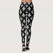Lilie Pattern, Royal French, White on Black Leggings (Rückseite)