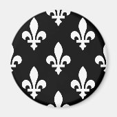 Lilie Pattern, Royal French, White on Black Magnet (Vorne)
