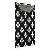 Lilie Pattern, Royal French, White on Black Mini Klemmbrett (Schrägansicht)