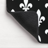 Lilie Pattern, Royal French, White on Black Mousepad (Ecke)