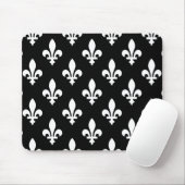 Lilie Pattern, Royal French, White on Black Mousepad (Mit Mouse)
