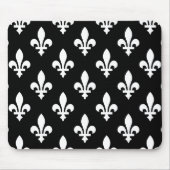 Lilie Pattern, Royal French, White on Black Mousepad (Vorne)