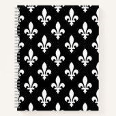Lilie Pattern, Royal French, White on Black Notizblock (Vorderseite)