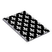 Lilie Pattern, Royal French, White on Black Notizblock (Rechte Seite)