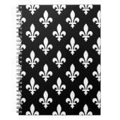 Lilie Pattern, Royal French, White on Black Notizblock (Vorderseite)