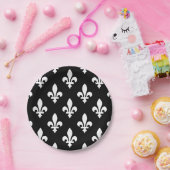 Lilie Pattern, Royal French, White on Black Pappteller (Party)