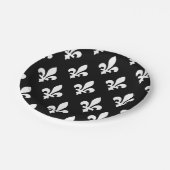 Lilie Pattern, Royal French, White on Black Pappteller (Schrägansicht)