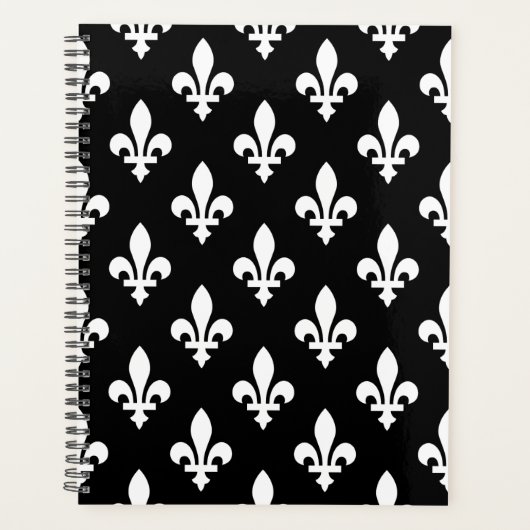 Lilie Pattern, Royal French, White on Black Planer (Vorderseite)