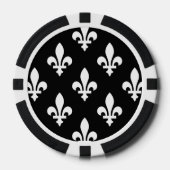 Lilie Pattern, Royal French, White on Black Pokerchips (Vorderseite)