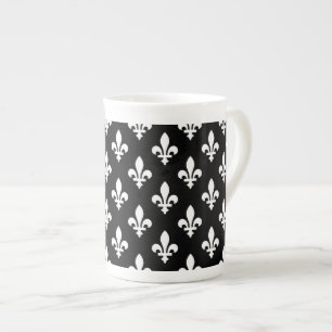 Lilie Pattern, Royal French, White on Black Porzellantasse